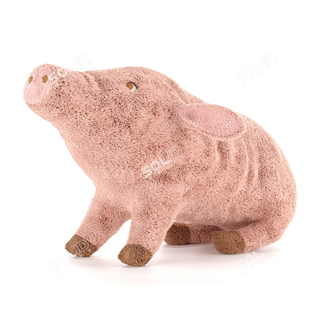 Snuggly Pink Pig Plush 3D model image 8