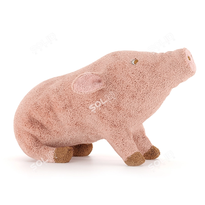 Snuggly Pink Pig Plush 3D model image 9