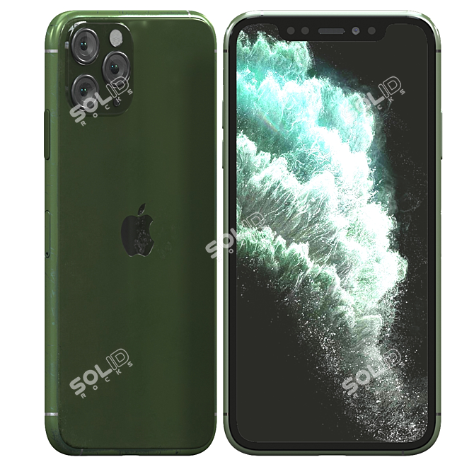 Green Iphone 11 Pro: High Poly Model 3D model image 3