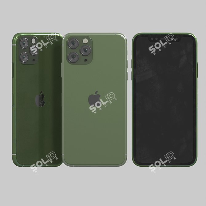 Green Iphone 11 Pro: High Poly Model 3D model image 5