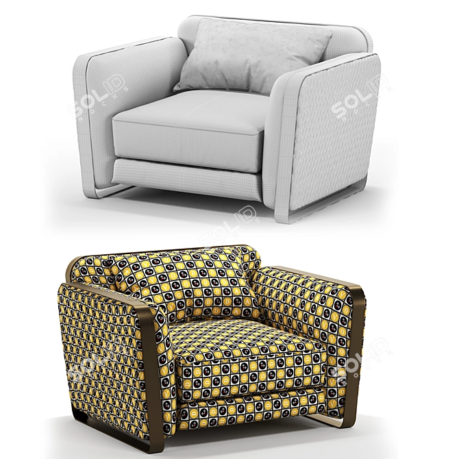 Contemporary Italian Single Sofa 3D model image 3