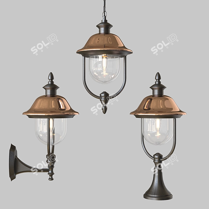 Elegant Barcelona Lamp Set 3D model image 1