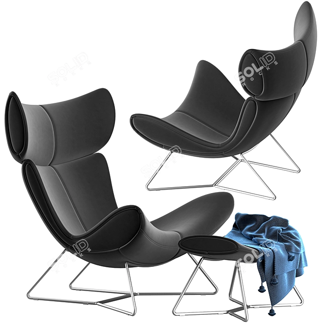 Modern BoConcept Imola Chair & Footstool 3D model image 2