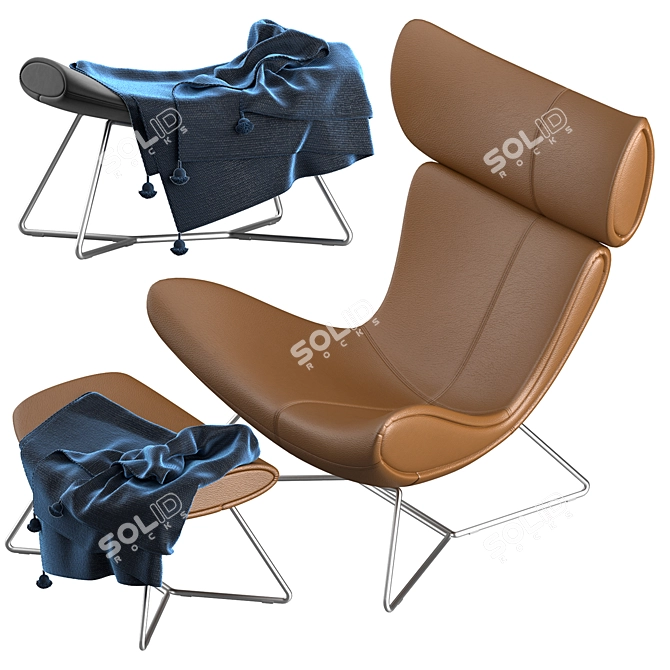 Modern BoConcept Imola Chair & Footstool 3D model image 3