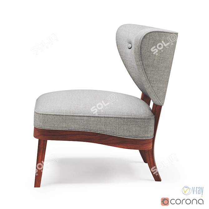 Vintage Otto Schultz Lounge Chair 3D model image 3