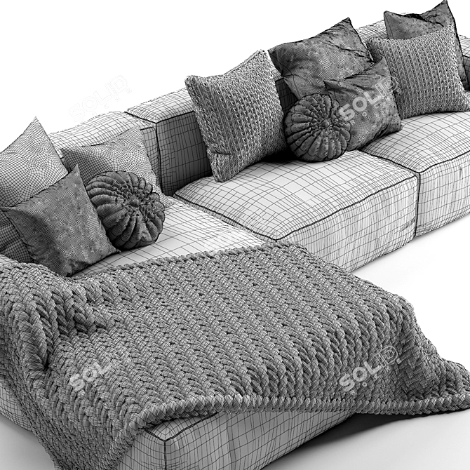 Luxury Leather Elise Corner Sofa 3D model image 5