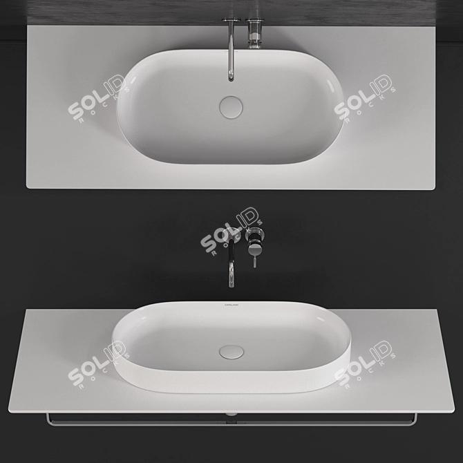 Catalano Horizon Washbasin: Satin & Glossy White 3D model image 2