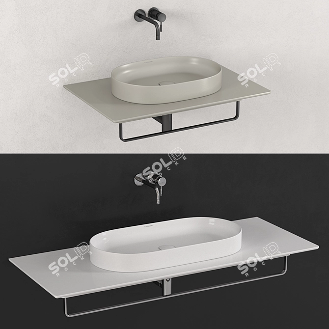 Catalano Horizon Washbasin: Satin & Glossy White 3D model image 4