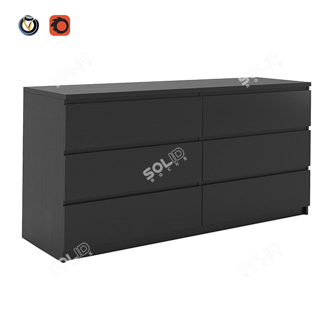 Modern 6-Drawer Chest - IKEA 3D model image 4