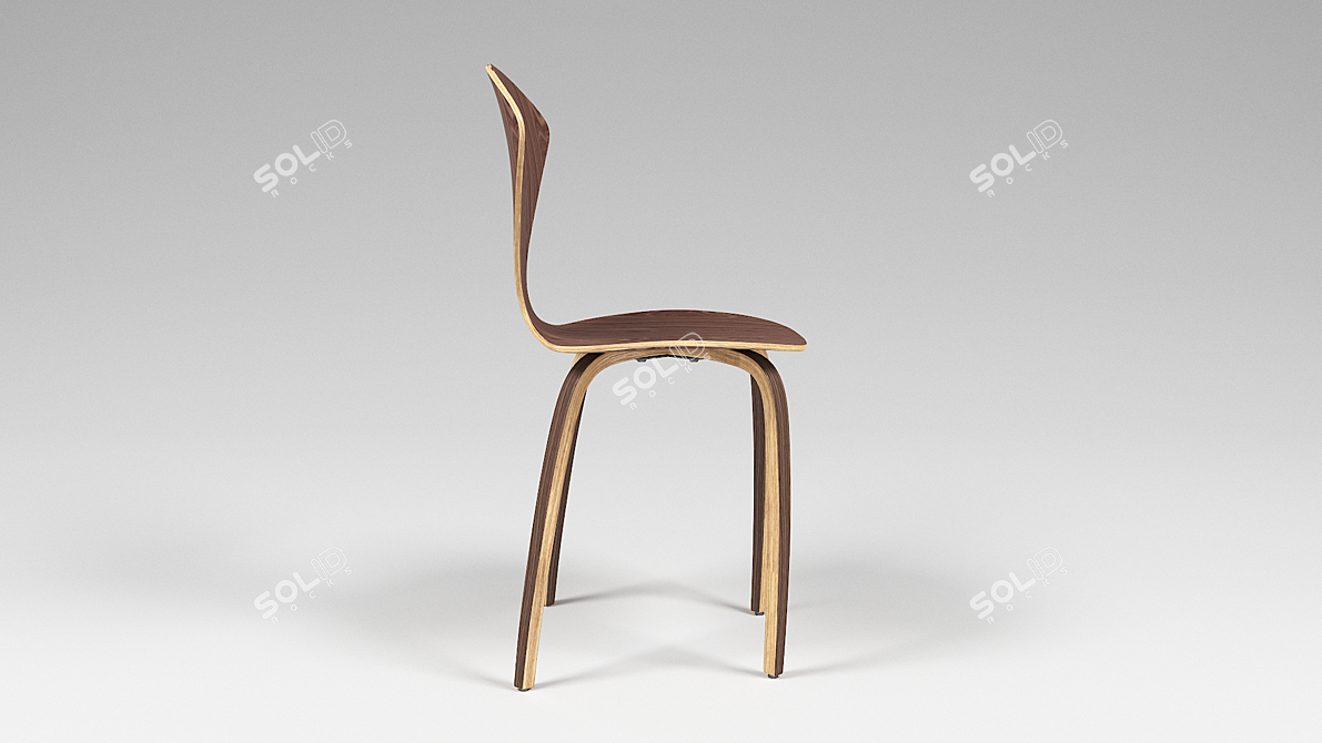 Cherner Walnut Plywood Chair 3D model image 2
