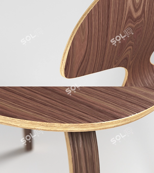 Cherner Walnut Plywood Chair 3D model image 4