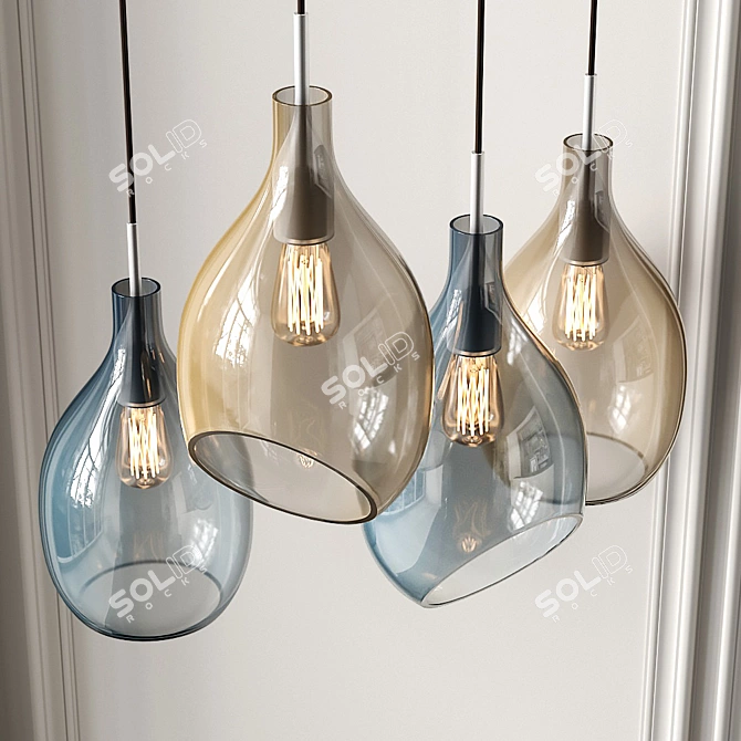 Lovisa Collection: Cognac & Blue Pendant Lamps 3D model image 2