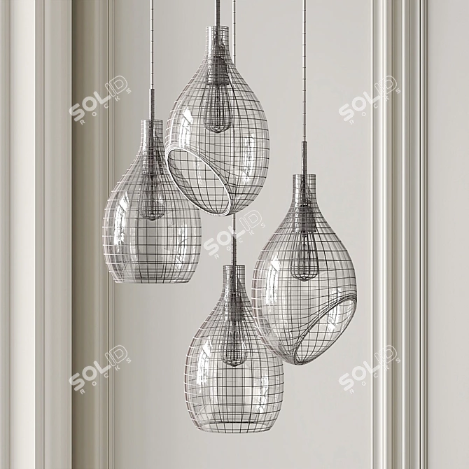 Lovisa Collection: Cognac & Blue Pendant Lamps 3D model image 4