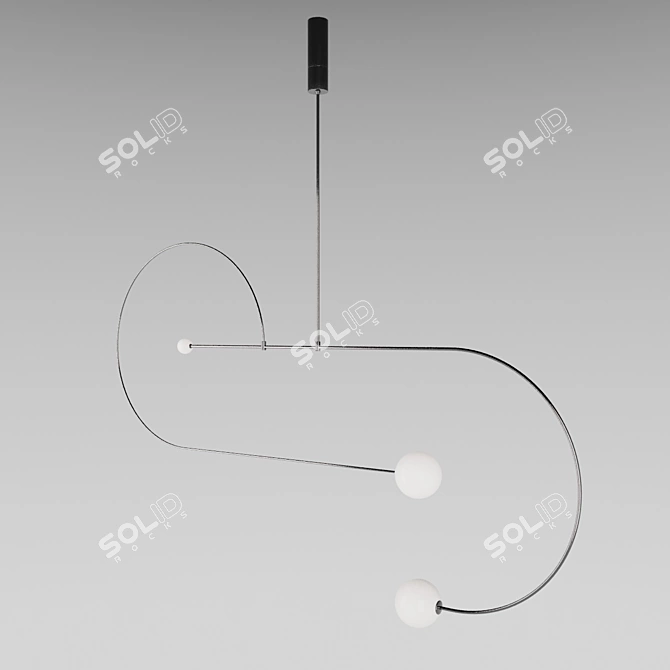 Mid Century Iron Glass Luminary 3D model image 3