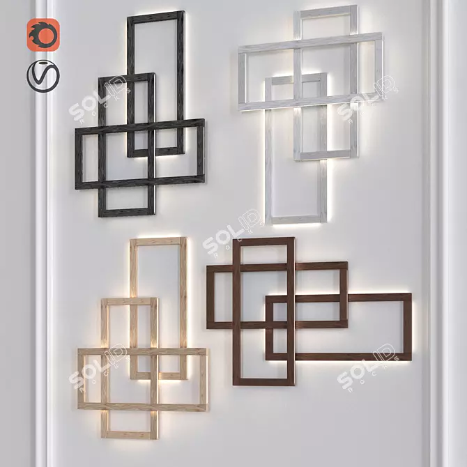 TRINITY Wooden LED Wall Lamp 3D model image 1