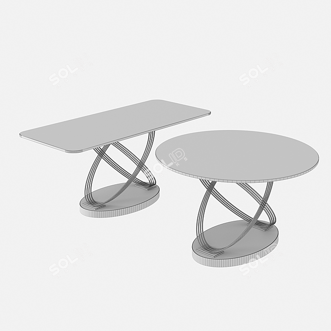 Elegant Fusion Marble Brass Tables 3D model image 3