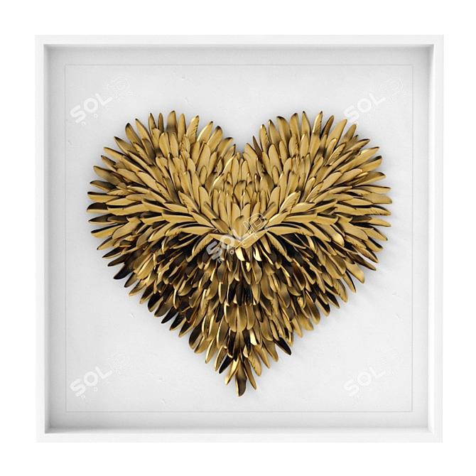 Feathered Heart Art: Timeless Restoration Piece 3D model image 2