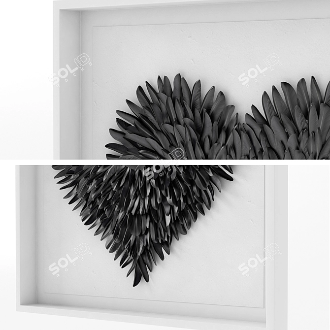 Feathered Heart Art: Timeless Restoration Piece 3D model image 4
