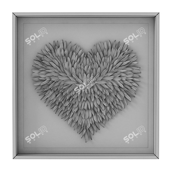 Feathered Heart Art: Timeless Restoration Piece 3D model image 5