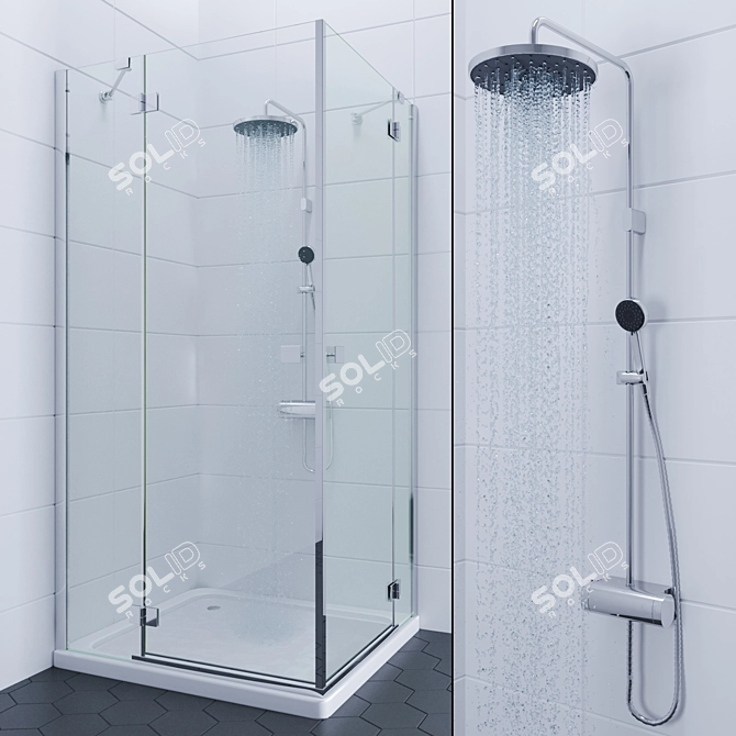 Sleek Shower Combo: Radaway Almatea + Ikea Brogrund 3D model image 1