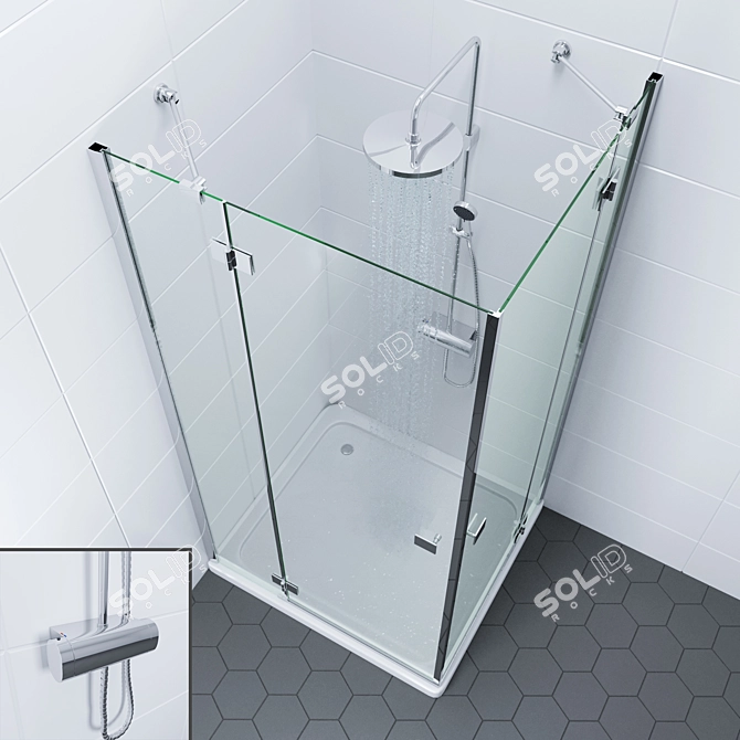 Sleek Shower Combo: Radaway Almatea + Ikea Brogrund 3D model image 3