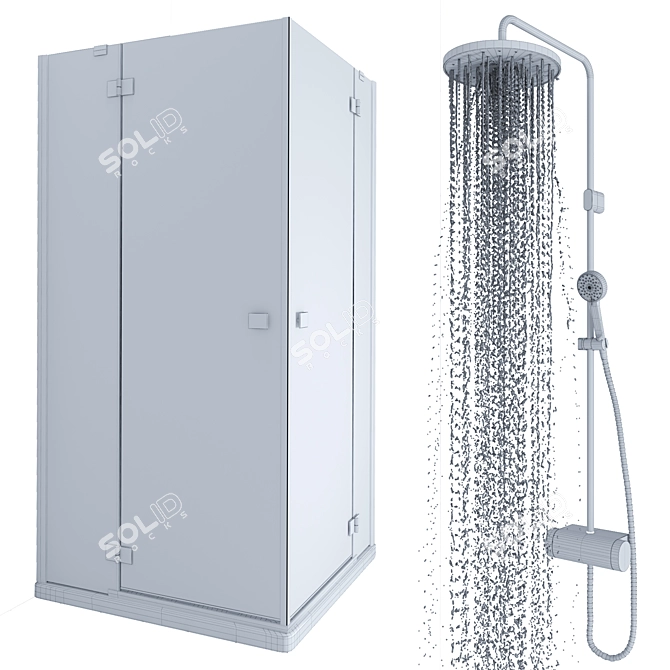 Sleek Shower Combo: Radaway Almatea + Ikea Brogrund 3D model image 4