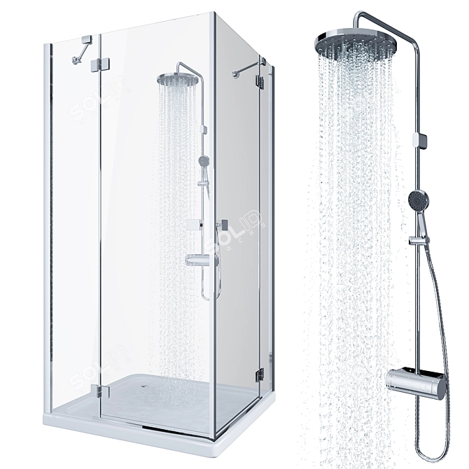 Sleek Shower Combo: Radaway Almatea + Ikea Brogrund 3D model image 5