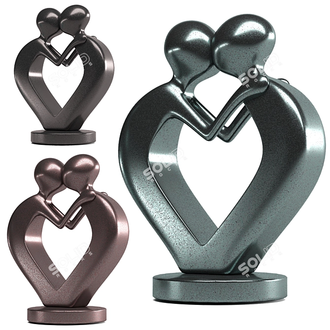 Eternal Love Iron Statue 3D model image 7