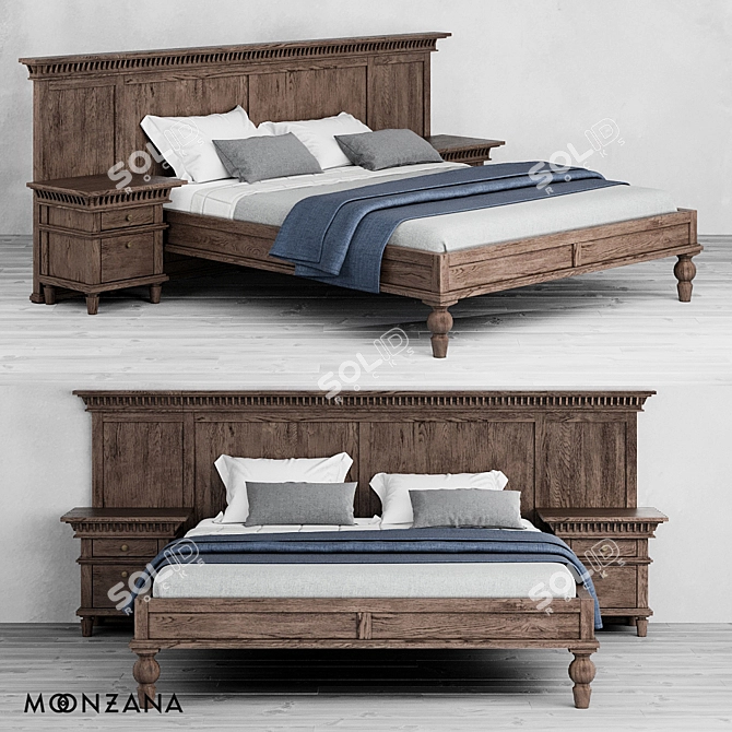 Metropolis Moonzana Bed: Elegant Oak Design 3D model image 1