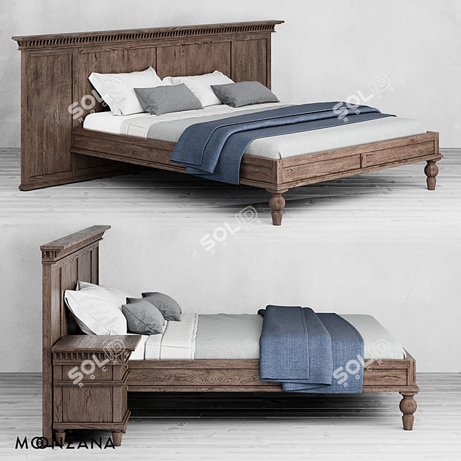 Metropolis Moonzana Bed: Elegant Oak Design 3D model image 2
