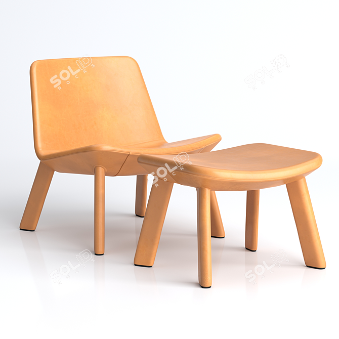 BluDot Neat Leather Lounge Chair & Ottoman 3D model image 1
