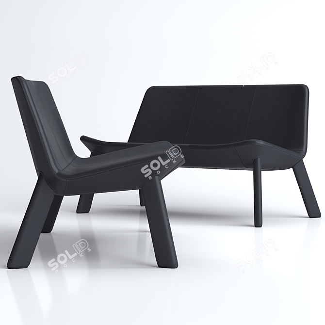 BluDot Neat Leather Settee 3D model image 5