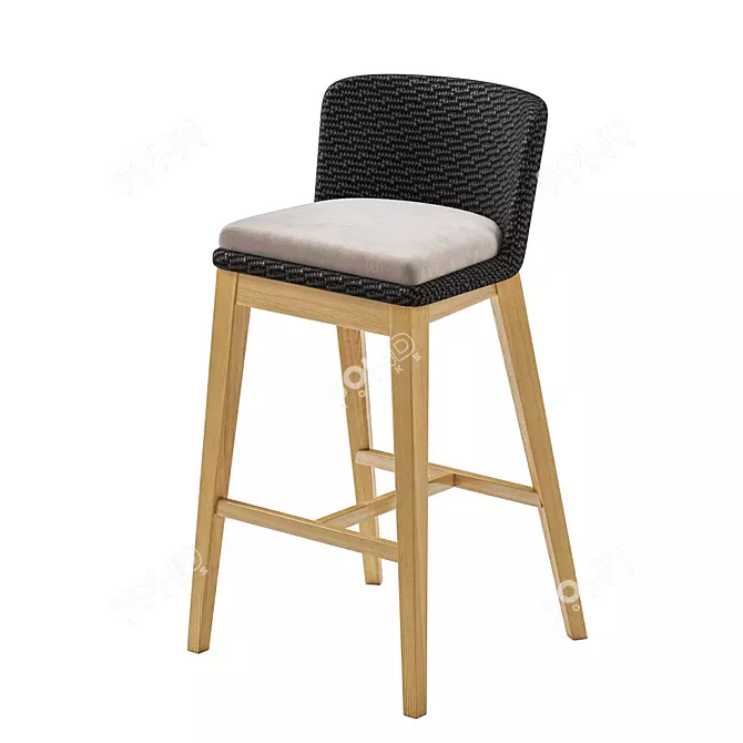 Elegant Arc Point Barstool 3D model image 1