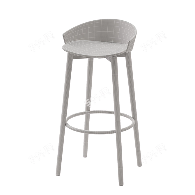 Modern Beech Barstool: Capdell Nix by Patrick Norguet 3D model image 3