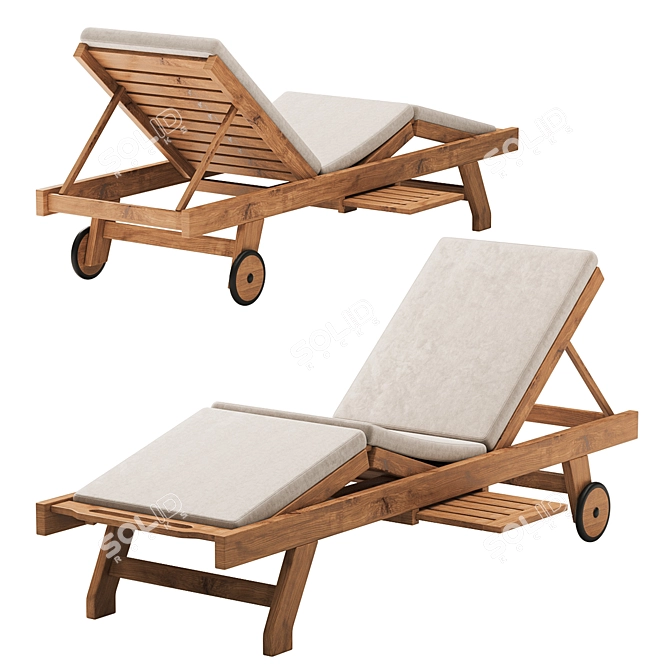 Cyan Teak Sun Lounger: Ultimate Luxury 3D model image 1