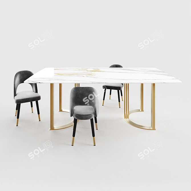 Elegant Faux Marble Dining Set 3D model image 2