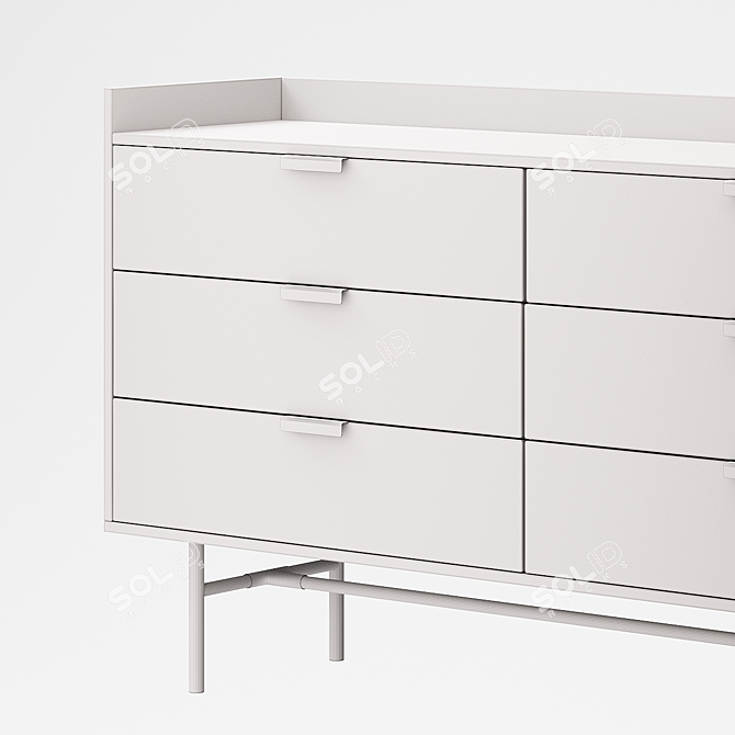 Sleek Walnut Chest of Drawers 3D model image 2