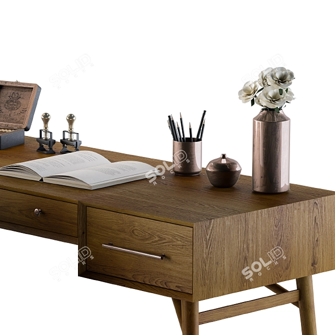 Elegant Neoclassic Office Desk 3D model image 4