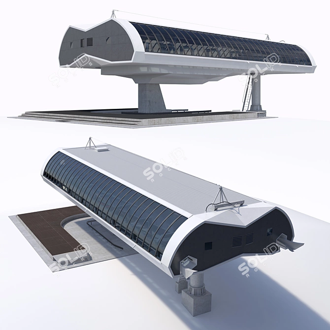 D-Line Vision Cable Car Station Kit 3D model image 1