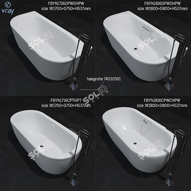 Luxury TOTO Bathtub Collection 3D model image 1