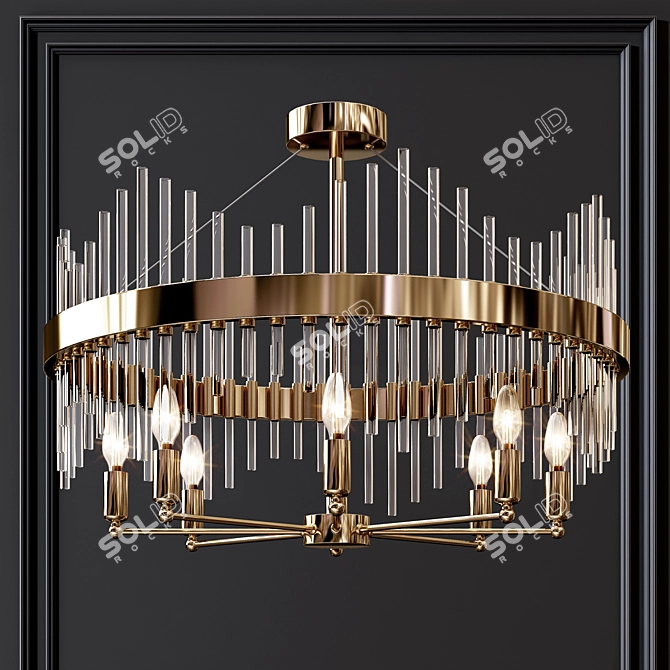 Sleek Metal Glass Chandelier 3D model image 1