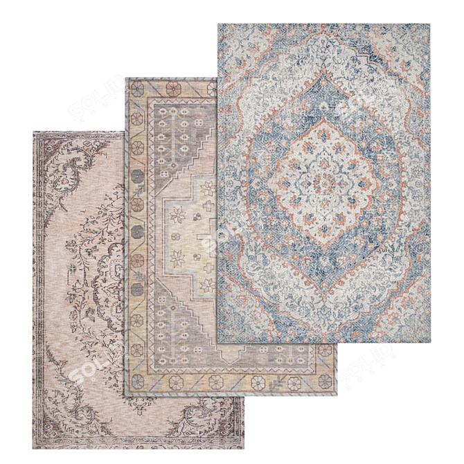 Luxury Carpets Set - High-Quality Textures 3D model image 1