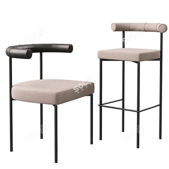 Kashmir Chair & Barstool Duo 3D model image 3