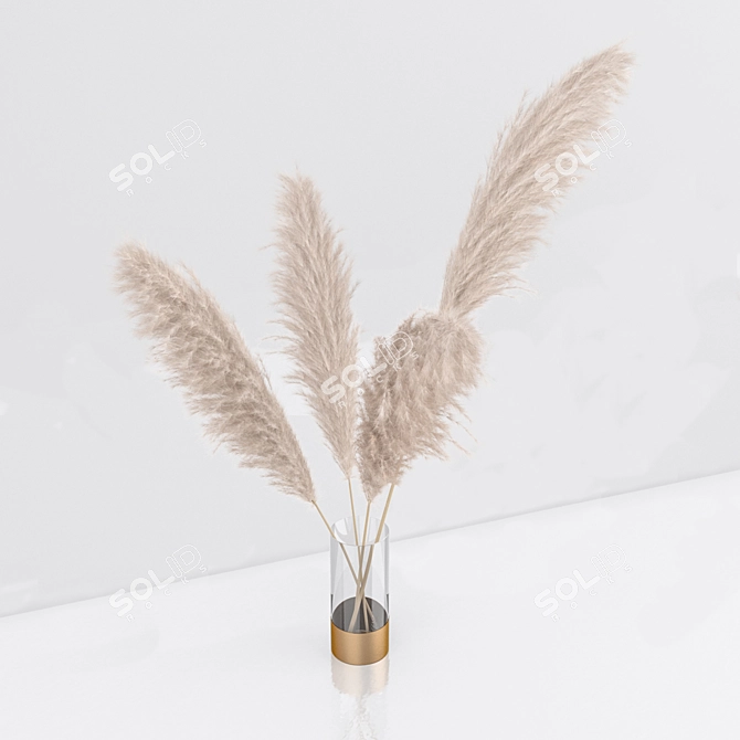 Elegant Pampas in Vase: Modern Floral Decor 3D model image 2