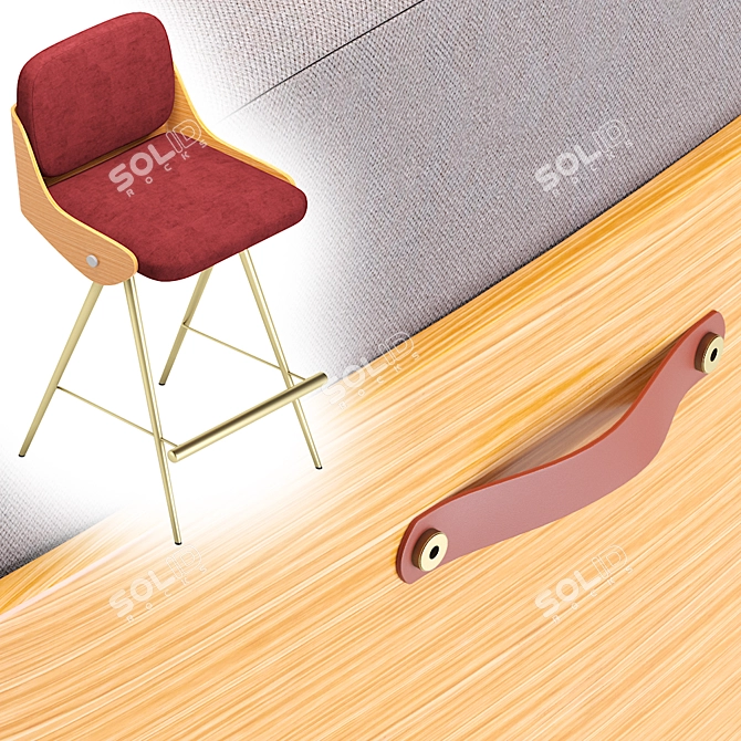 Stylish Isla Semi Bar Stool 3D model image 2