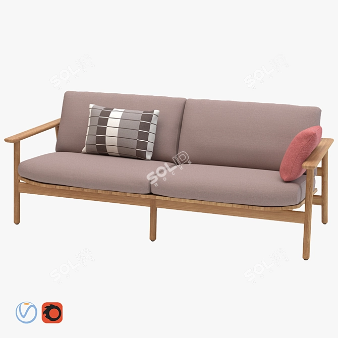 Modern Kettal Riva 3-Seater Sofa 3D model image 1