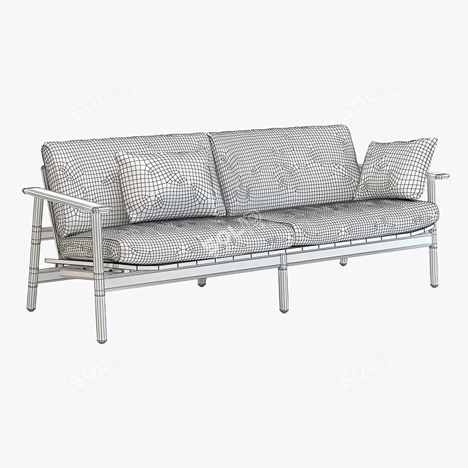 Modern Kettal Riva 3-Seater Sofa 3D model image 5