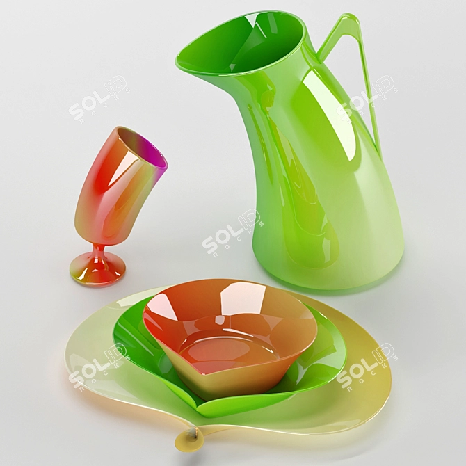 Vibrant Kitchenware Set 3D model image 1