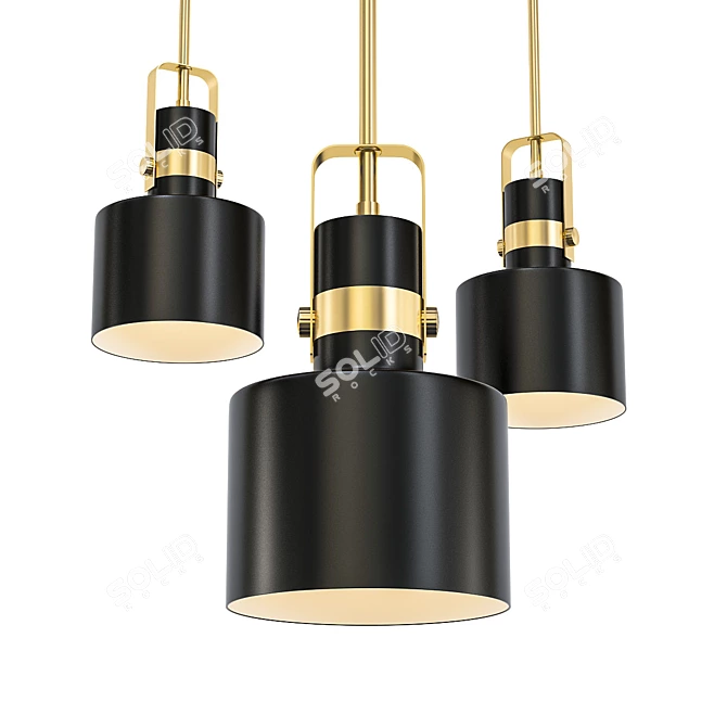 Elegant Black & Brass Mini Pendant 3D model image 1