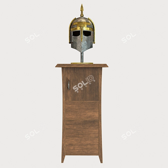 Antique Decorative Helmet with Table 3D model image 1